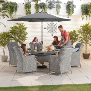 Nova Garden Furniture Thalia White Wash Rattan 6 Seat Oval Dining Set