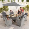 Nova Garden Furniture Thalia White Wash Rattan 6 Seat Oval Dining Set