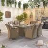 Nova Garden Furniture Thalia Willow Rattan 6 Seat Rectangular Dining Set with Fire Pit Table
