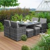 Nova Garden Furniture Celia Grey Rattan 4 Seat Cube Dining Set with Footstools