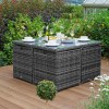 Nova Garden Furniture Celia Grey Rattan 4 Seat Cube Dining Set with Footstools