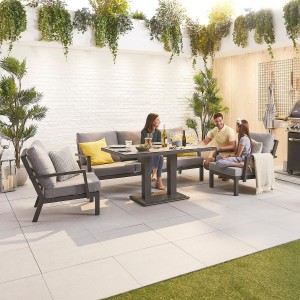 Nova Garden Furniture Vogue Aluminium 3 Seater Sofa Dining Set with Rising Table Nova Garden Furniture Vogue Aluminium 3 Seater Sofa Dining Set with Rising Table
