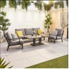 Nova Garden Furniture Vogue Aluminium 3 Seater Sofa Dining Set with Rising Table