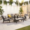 Nova Garden Furniture Vogue Aluminium 3 Seater Sofa Dining Set with Rising Table & Bench