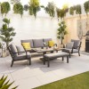 Nova Garden Furniture Vogue Aluminium 3 Seater Sofa Dining Set with Rising Table & Bench