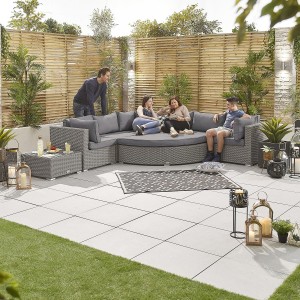 Nova Garden Furniture Hampton White Wash Rattan Deluxe Corner Sofa Set with Coffee Table Nova Garden Furniture Hampton White Wash Rattan Deluxe Corner Sofa Set with Coffee Table