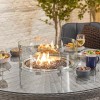 Nova Garden Furniture Camilla White Wash Rattan 6 Seat Round Dining Set with Fire Pit