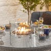 Nova Garden Furniture Camilla White Wash Rattan 6 Seat Round Dining Set with Fire Pit