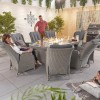 Nova Garden Furniture Carolina White Wash Rattan 8 Seat Oval Dining Set with Fire Pit