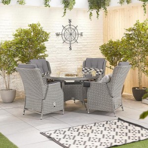 Nova Garden Furniture Carolina White Wash Rattan 4 Seat Round Dining Set Nova Garden Furniture Carolina White Wash Rattan 4 Seat Round Dining Set