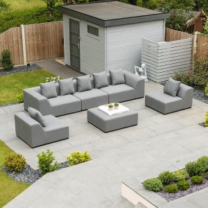 Nova Outdoor Fabric Light Grey Buddha Aluminium 3 Seater Sofa Set with Footstool   Nova Outdoor Fabric Light Grey Buddha Aluminium 3 Seater Sofa Set with Footstool Â