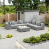 Nova Outdoor Fabric Light Grey Buddha Aluminium 3 Seater Sofa Set with FootstoolÂ Â 