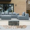 Nova Outdoor Fabric Light Grey Buddha Aluminium 3 Seater Sofa Set with FootstoolÂ Â 