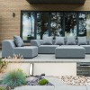 Nova Outdoor Fabric Light Grey Buddha Aluminium 3 Seater Sofa Set with FootstoolÂ Â 