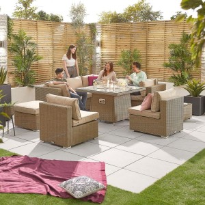 Nova Garden Furniture Chelsea Willow Rattan 2C Corner Sofa Set with Fire Pit Table Nova Garden Furniture Chelsea Willow Rattan 2C Corner Sofa Set with Fire Pit Table