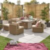 Nova Garden Furniture Chelsea Willow Rattan 2C Corner Sofa Set with Fire Pit Table