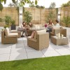 Nova Garden Furniture Chelsea Willow Rattan 2C Corner Sofa Set with Fire Pit Table