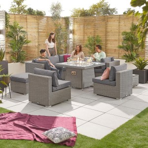 Nova Garden Furniture Chelsea White Wash Rattan 2C Corner Sofa Set with Fire Pit Table Nova Garden Furniture Chelsea White Wash Rattan 2C Corner Sofa Set with Fire Pit Table
