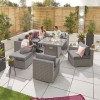 Nova Garden Furniture Chelsea White Wash Rattan 2C Corner Sofa Set with Fire Pit Table