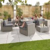 Nova Garden Furniture Chelsea White Wash Rattan 2C Corner Sofa Set with Fire Pit Table