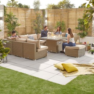 Nova Garden Furniture Chelsea Willow Rattan 3C Corner Sofa Set with Fire Pit Table Nova Garden Furniture Chelsea Willow Rattan 3C Corner Sofa Set with Fire Pit Table