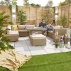 Nova Garden Furniture Chelsea Willow Rattan 3C Corner Sofa Set with Fire Pit Table