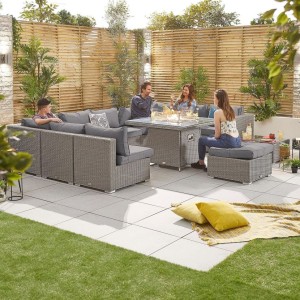 Nova Garden Furniture Chelsea White Wash Rattan 3C Corner Sofa Set with Fire Pit Table Nova Garden Furniture Chelsea White Wash Rattan 3C Corner Sofa Set with Fire Pit Table