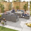 Nova Garden Furniture Chelsea White Wash Rattan 3C Corner Sofa Set with Fire Pit Table