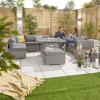 Nova Garden Furniture Chelsea White Wash Rattan 3C Corner Sofa Set with Fire Pit Table