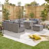 Nova Garden Furniture Chelsea White Wash Rattan 3C Corner Sofa Set with Fire Pit Table