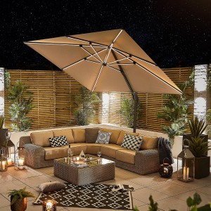 Nova Garden Furniture Galaxy Beige 3m Square LED Cantilever Parasol Nova Garden Furniture Galaxy Beige 3m Square LED Cantilever Parasol