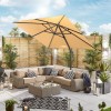 Nova Garden Furniture Galaxy Beige 3m Square LED Cantilever Parasol