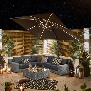 Nova Garden Furniture Galaxy Grey 3m Square LED Cantilever Parasol Nova Garden Furniture Galaxy Grey 3m Square LED Cantilever Parasol