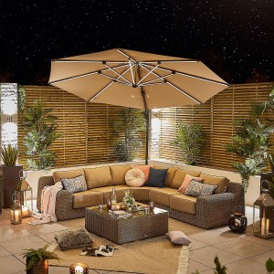 Nova Garden Furniture Galaxy Beige 3.5m Round LED Cantilever Parasol Nova Garden Furniture Galaxy Beige 3.5m Round LED Cantilever Parasol