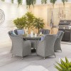 Nova Garden Furniture Camilla White Wash Rattan 6 Seat Round Dining Set