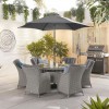 Nova Garden Furniture Camilla White Wash Rattan 6 Seat Round Dining Set