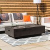 Nova Garden Furniture Cairns Rectangular Coffee Colour Gas Fire Pit Coffee Table with Wind Guard