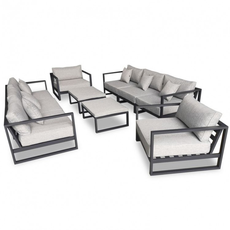 Nova Garden Furniture Alessandria Grey Frame Aluminium Sofa Set with Lounge Chairs