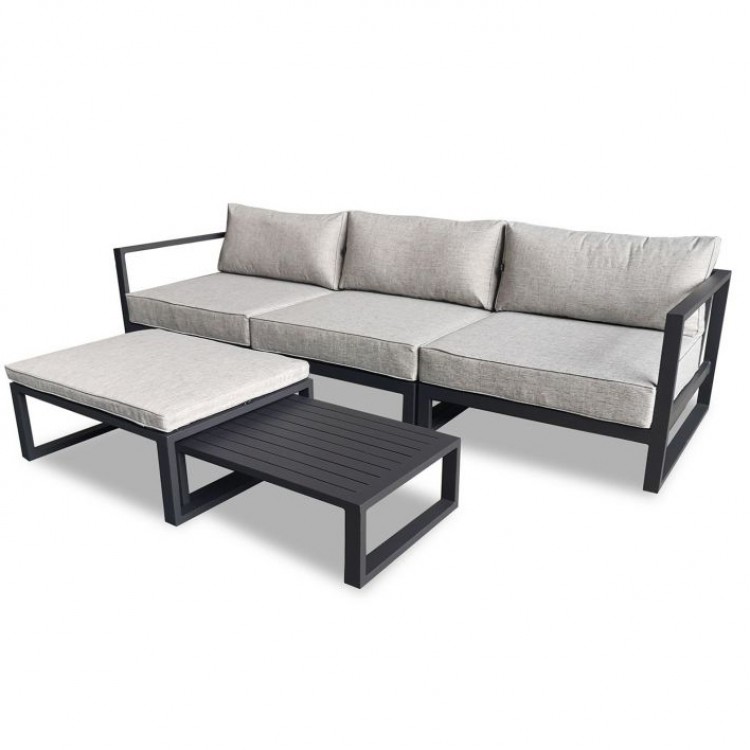Nova Garden Furniture Alessandria Grey Frame Aluminium 3 Seat Sofa & Coffee Table