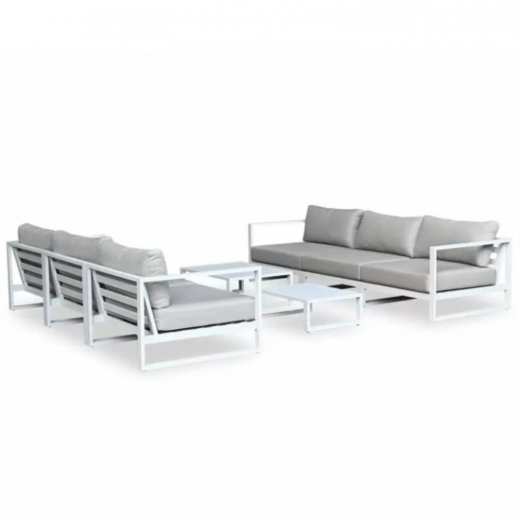 Nova Garden Furniture Alessandria White Frame Aluminium Sofa Set