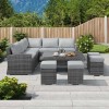 Nova Garden Furniture Cambridge Deluxe Grey Rattan Corner Dining Set with Rising Table