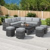 Nova Garden Furniture Cambridge Deluxe Grey Rattan Corner Dining Set with Rising Table