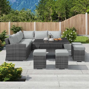 Nova Garden Furniture Cambridge Deluxe Grey Rattan Corner Dining Set with Rising Table Nova Garden Furniture Cambridge Deluxe Grey Rattan Corner Dining Set with Rising Table