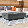 Nova Garden Furniture Cairns Rectangular Dark Grey Gas Fire Pit Coffee Table with Wind Guard