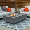 Nova Garden Furniture Cairns Rectangular Light Grey Gas Fire Pit Coffee Table with Wind Guard