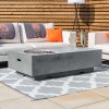 Nova Garden Furniture Cairns Rectangular Light Grey Gas Fire Pit Coffee Table with Wind Guard