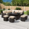 Nova Garden Furniture Cambridge Deluxe Brown Rattan Corner Dining Set with Rising Table