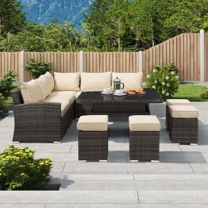 Nova Garden Furniture Cambridge Deluxe Brown Rattan Corner Dining Set with Rising Table Nova Garden Furniture Cambridge Deluxe Brown Rattan Corner Dining Set with Rising Table