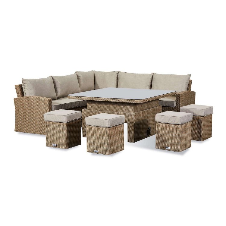 Nova Ciara Deluxe Willow Rattan Corner Dining Set with Rising Table 