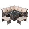 Nova Garden Furniture Cambridge Black Compact Corner Dining Set Cover with Fire Pit